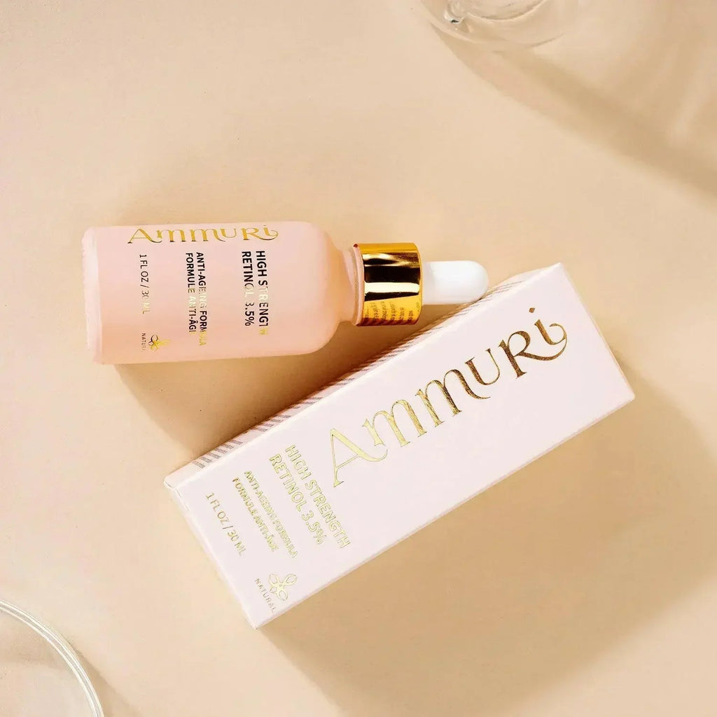 „Ammuri Skincare“ senėjimą stabdantis veido serumas – didelio tūrio retinolis 3,5 %