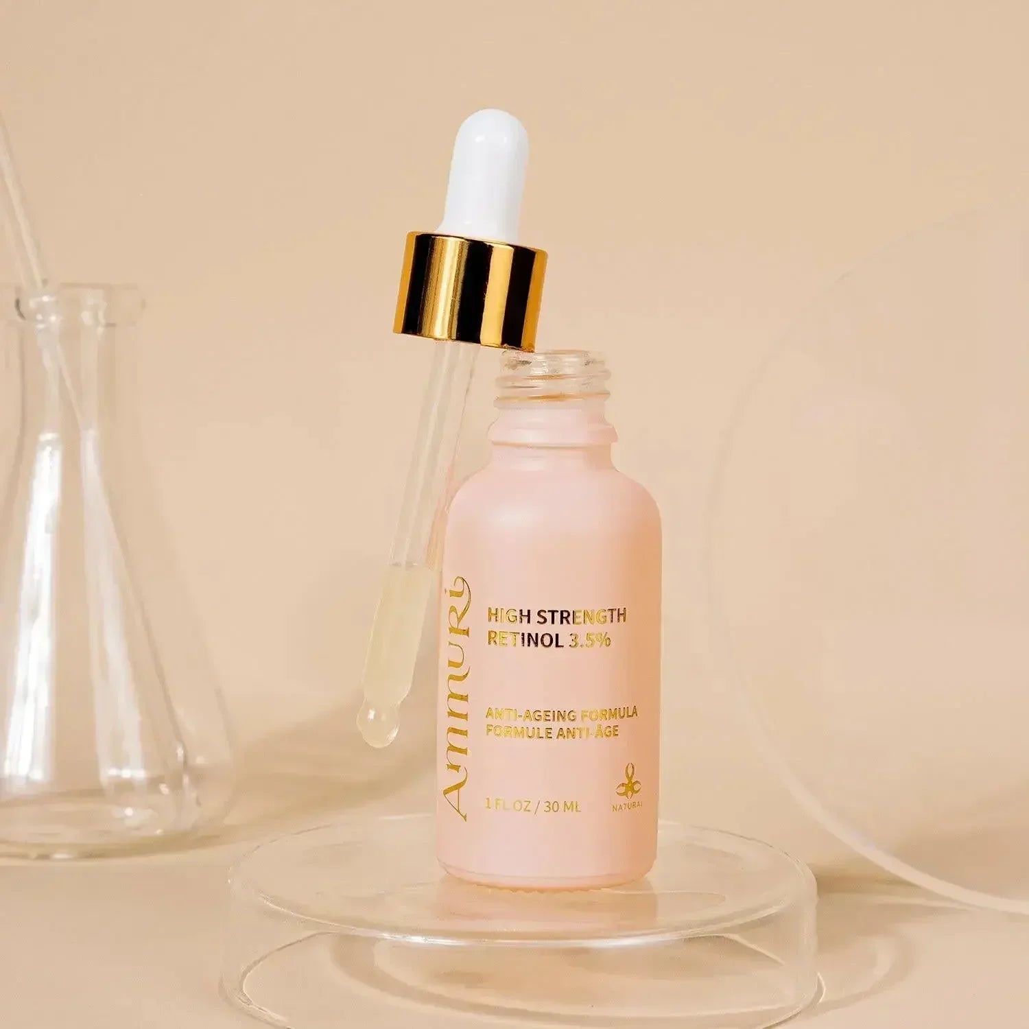 „Ammuri Skincare“ senėjimą stabdantis veido serumas – didelio tūrio retinolis 3,5 %